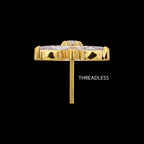 V-Prong Marquise Gem 5-Petal Flower Threadless Top Earring / Nosering – 24kt Gold PVD Titanium