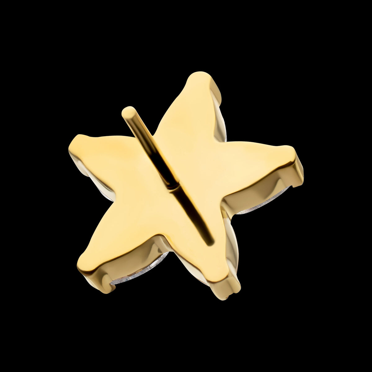 V-Prong Marquise Gem 5-Petal Flower Threadless Top Earring / Nosering – 24kt Gold PVD Titanium