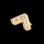 Prong Set 5 Round CZ Chevron Shape Flatback Stud Earring / Nosering - CZ in 24Kt Gold PVD Titanium