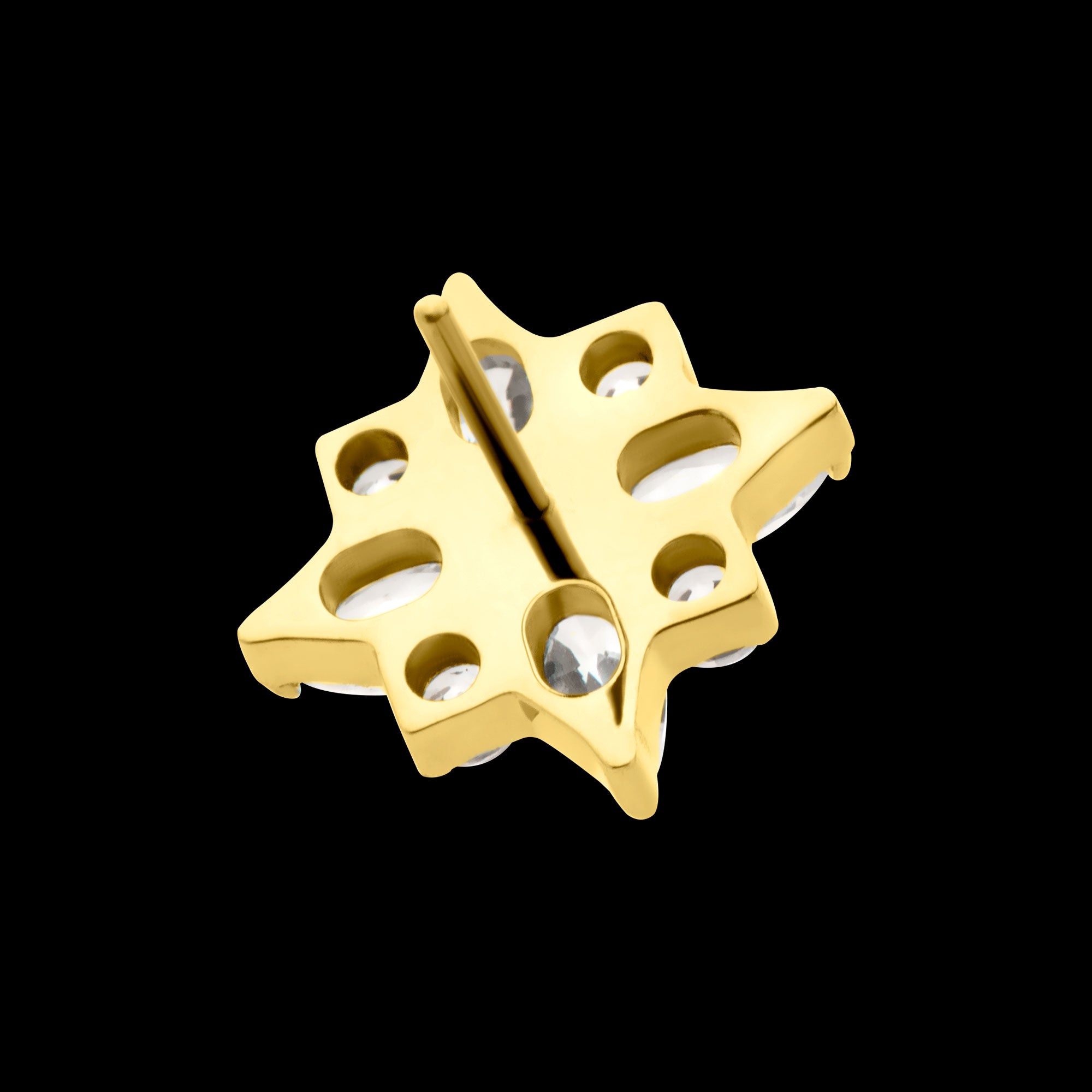 4 Marquise & 4 Round CZ Flower Shape Flatback Stud Earring / Nosering - CZ in 24Kt Gold PVD Titanium