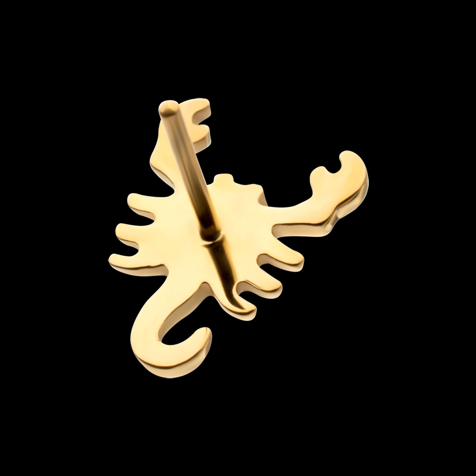 Low-Profile 3D Scorpion Threadless Earring / Nosering – 24Kt Gold PVD Titanium