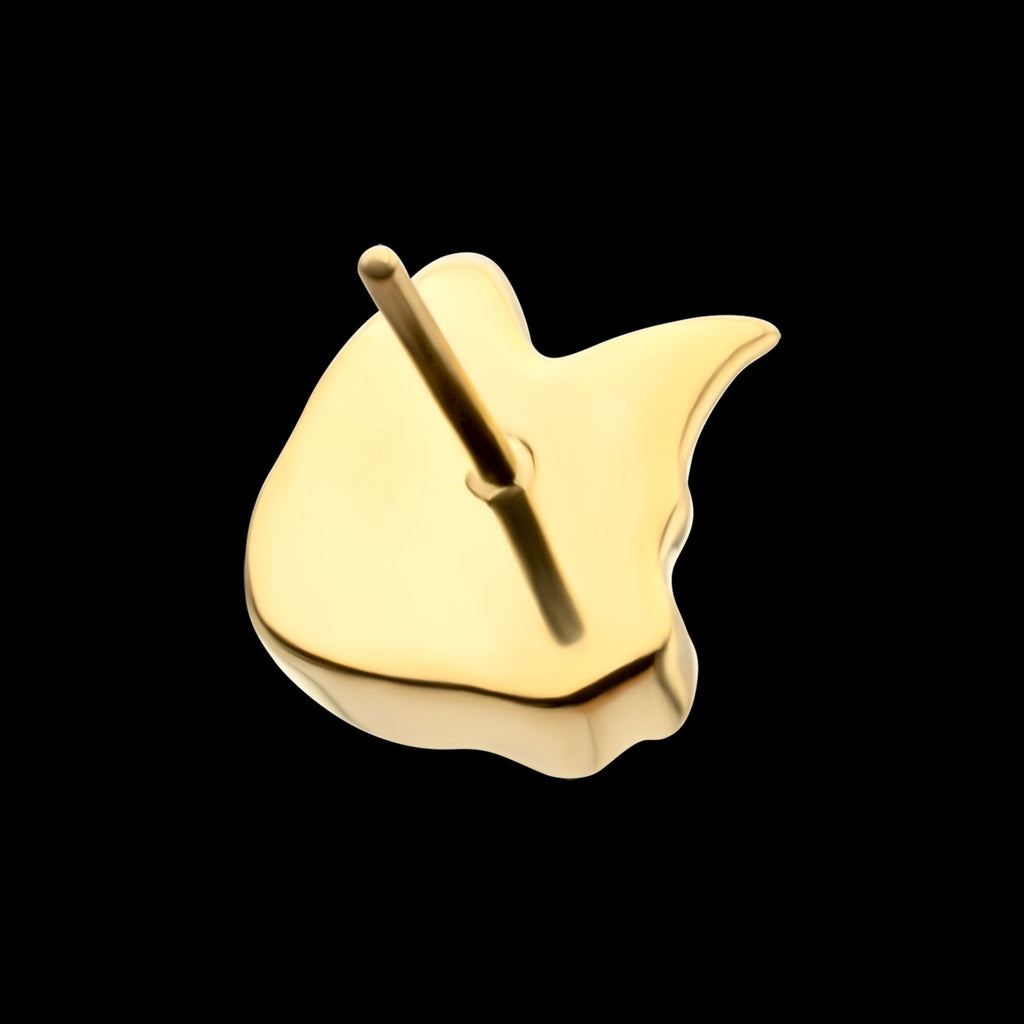 Low-Profile 3D Cat's Head Threadless Earring / Nosering – 24Kt Gold PVD Titanium