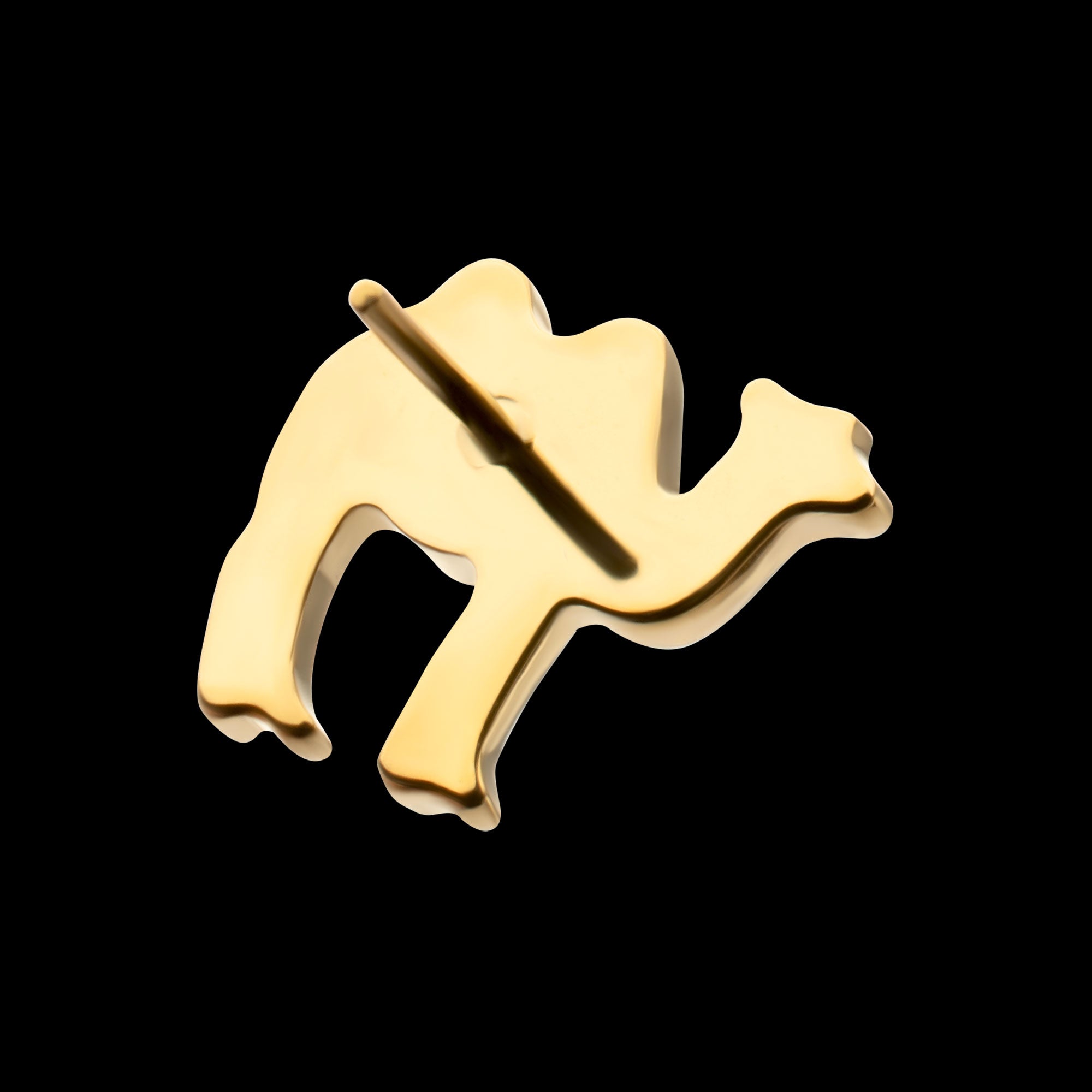 Low-Profile 3D Camel Threadless Earring / Nosering – 24Kt Gold PVD Titanium