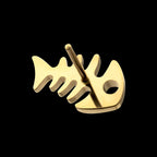 Low-Profile 3D Fishbone Threadless Earring / Nosering – 24Kt Gold PVD Titanium