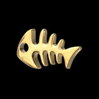 Low-Profile 3D Fishbone Threadless Earring / Nosering – 24Kt Gold PVD Titanium