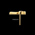 3D Palm Tree Prong-Set Gem Low-Profile Threadless Earring / Nosering – 24Kt Gold PVD Titanium