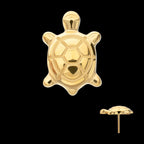 Low-Profile 3D Corrugated Land Turtle Threadless Earring / Nosering – 24Kt Gold PVD Titanium