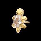 3D Sea Turtle Prong-Set Oval Gem Low-Profile Threadless Earring / Nosering – 24Kt Gold PVD Titanium