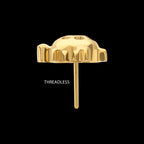 Low-Profile Cut-Out Back Land Turtle with Emerald CZ Gem Threadless Earring / Nosering – 24Kt Gold PVD Titanium