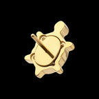 Low-Profile Cut-Out Back Land Turtle with Emerald CZ Gem Threadless Earring / Nosering – 24Kt Gold PVD Titanium
