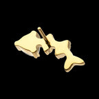 Low-Profile Fishbone with Prong-Set Gem Threadless Earring / Nosering – 24Kt Gold PVD Titanium