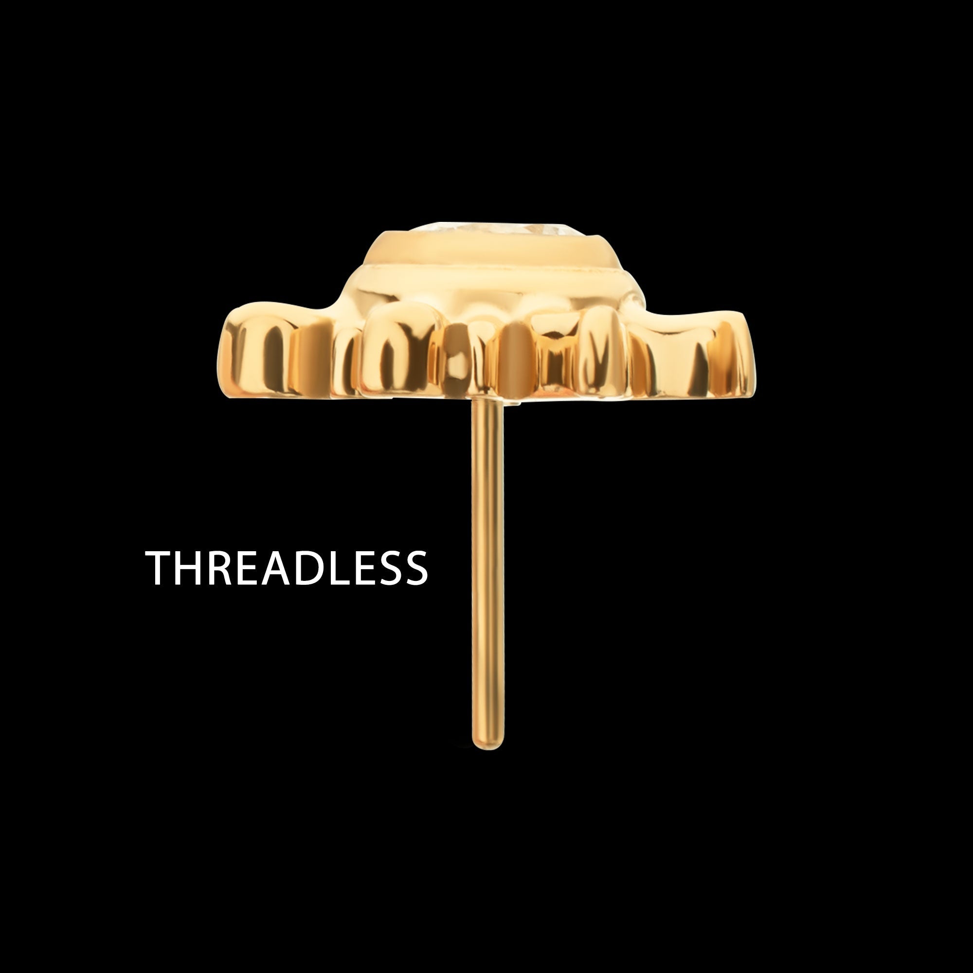 Sunburst Bezel Gem Threadless Earring / Nosering – 24Kt Gold PVD Titanium