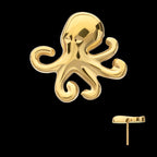 Low-Profile 3D Octopus Threadless Earring / Nosering – 24Kt Gold PVD Titanium