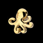 Low-Profile 3D Octopus Threadless Earring / Nosering – 24Kt Gold PVD Titanium