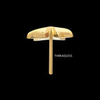 Low-Profile 3D Starfish Threadless Earring / Nosering – 24Kt Gold PVD Titanium