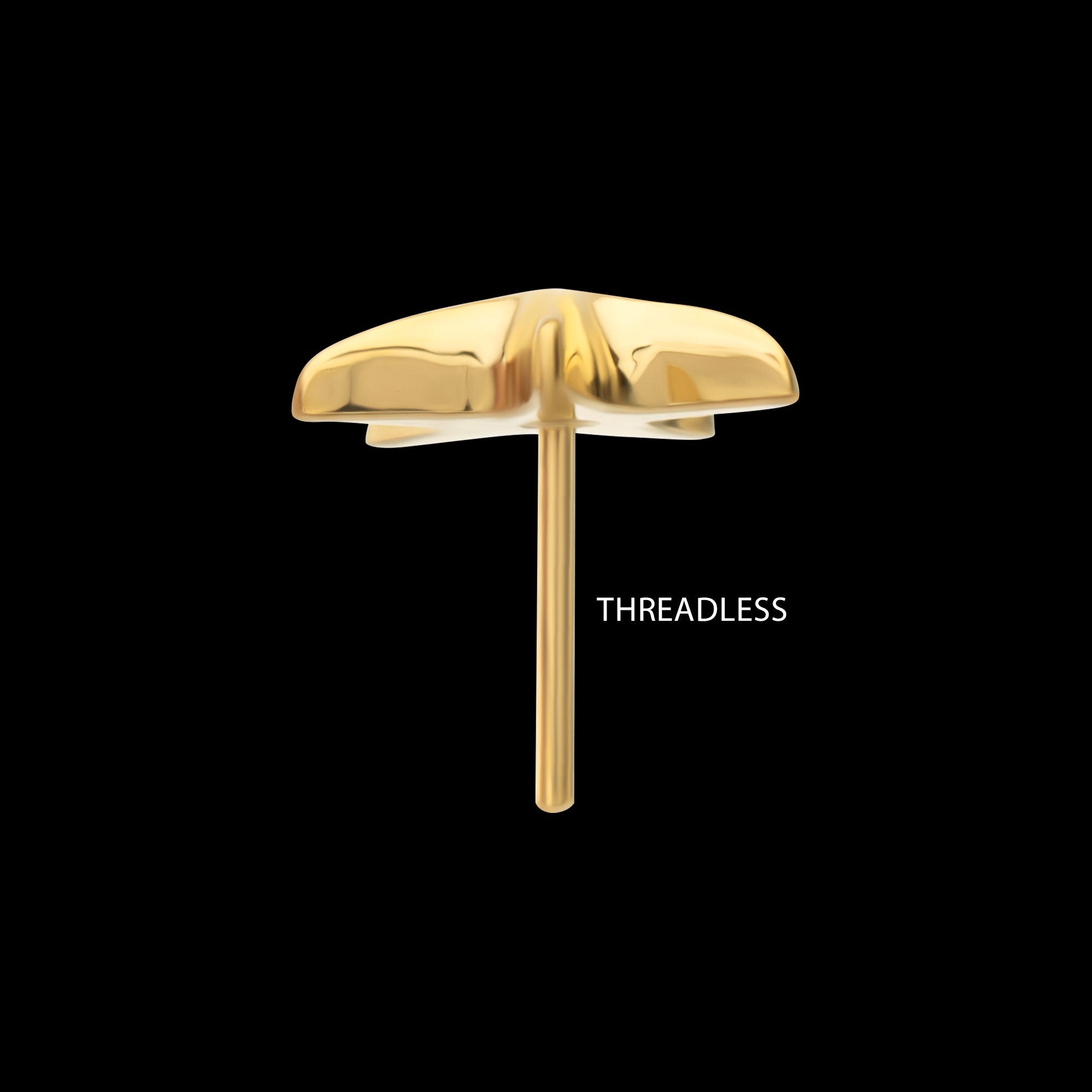 Low-Profile 3D Starfish Threadless Earring / Nosering – 24Kt Gold PVD Titanium