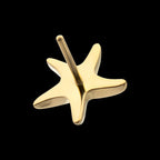 Low-Profile 3D Starfish Threadless Earring / Nosering – 24Kt Gold PVD Titanium