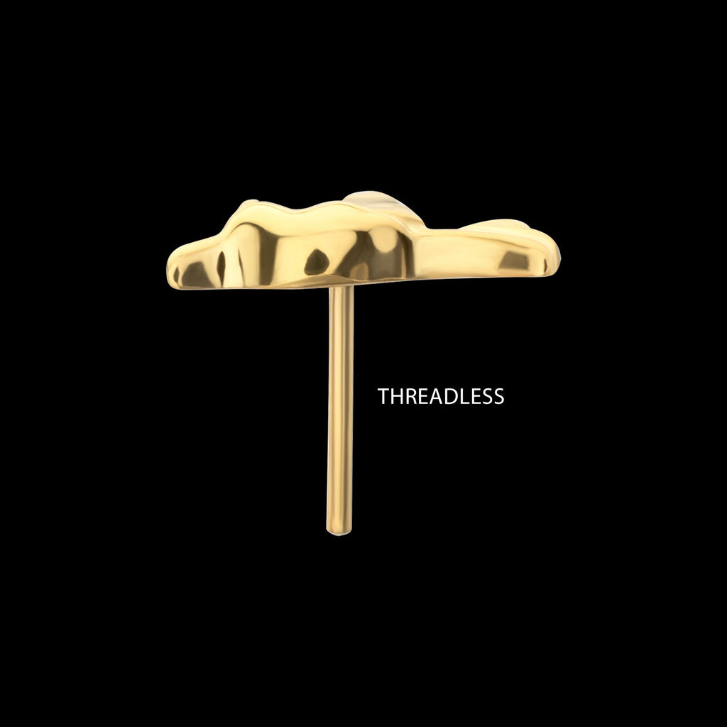 Low-Profile 3D Hummingbird Threadless Earring / Nosering – 24Kt Gold PVD Titanium