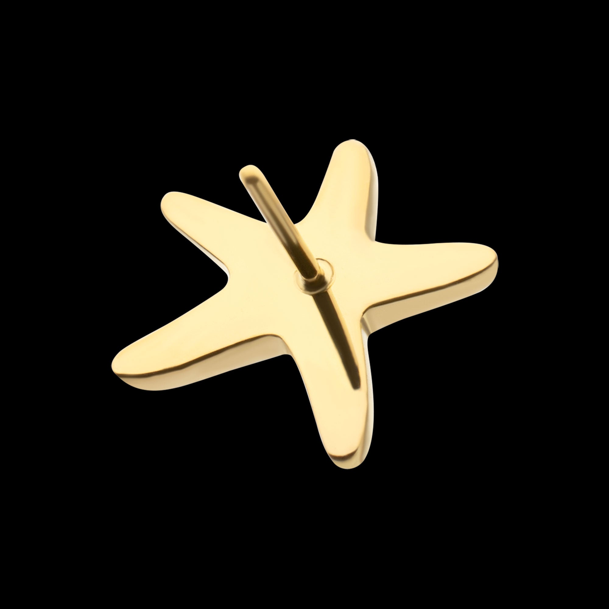 3D Starfish Prong-Set Gem Low-Profile Threadless Earring / Nosering – 24Kt Gold PVD Titanium