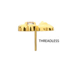 Prong-Set Gem Teddy Bear Threadless Earring / Nosering – 24Kt Gold PVD Titanium