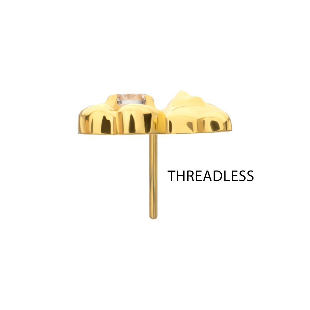 Prong-Set Gem Teddy Bear Threadless Earring / Nosering – 24Kt Gold PVD Titanium