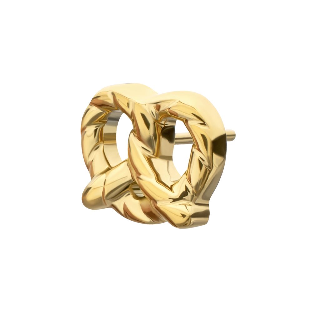 Twisted Pretzel Threadless Earring / Nosering Top – 24Kt Gold PVD Titanium