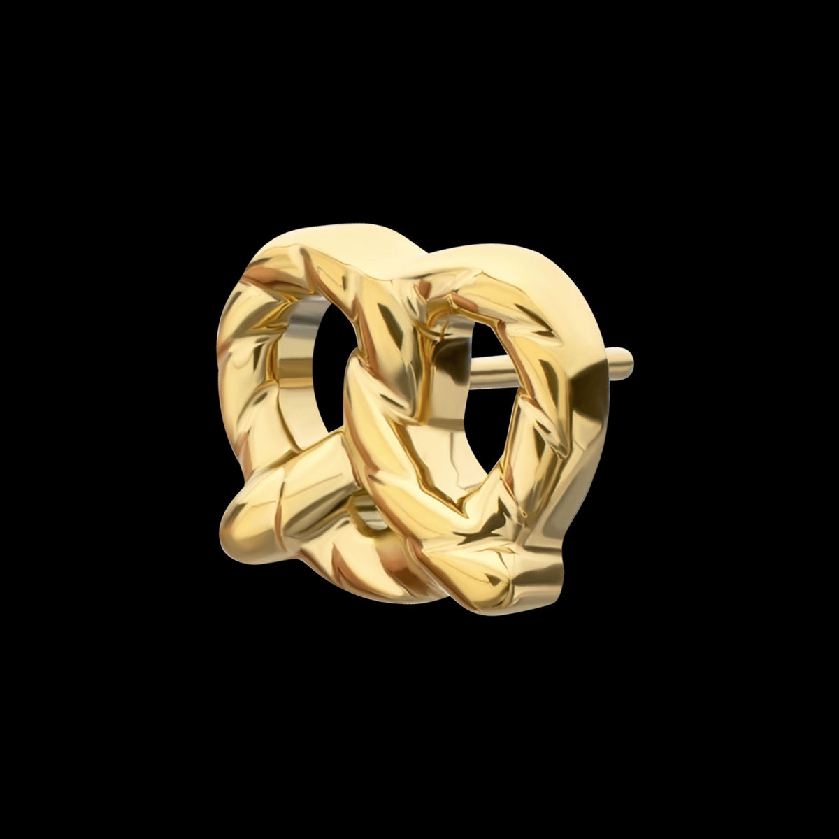 Twisted Pretzel Threadless Earring / Nosering Top – 24Kt Gold PVD Titanium