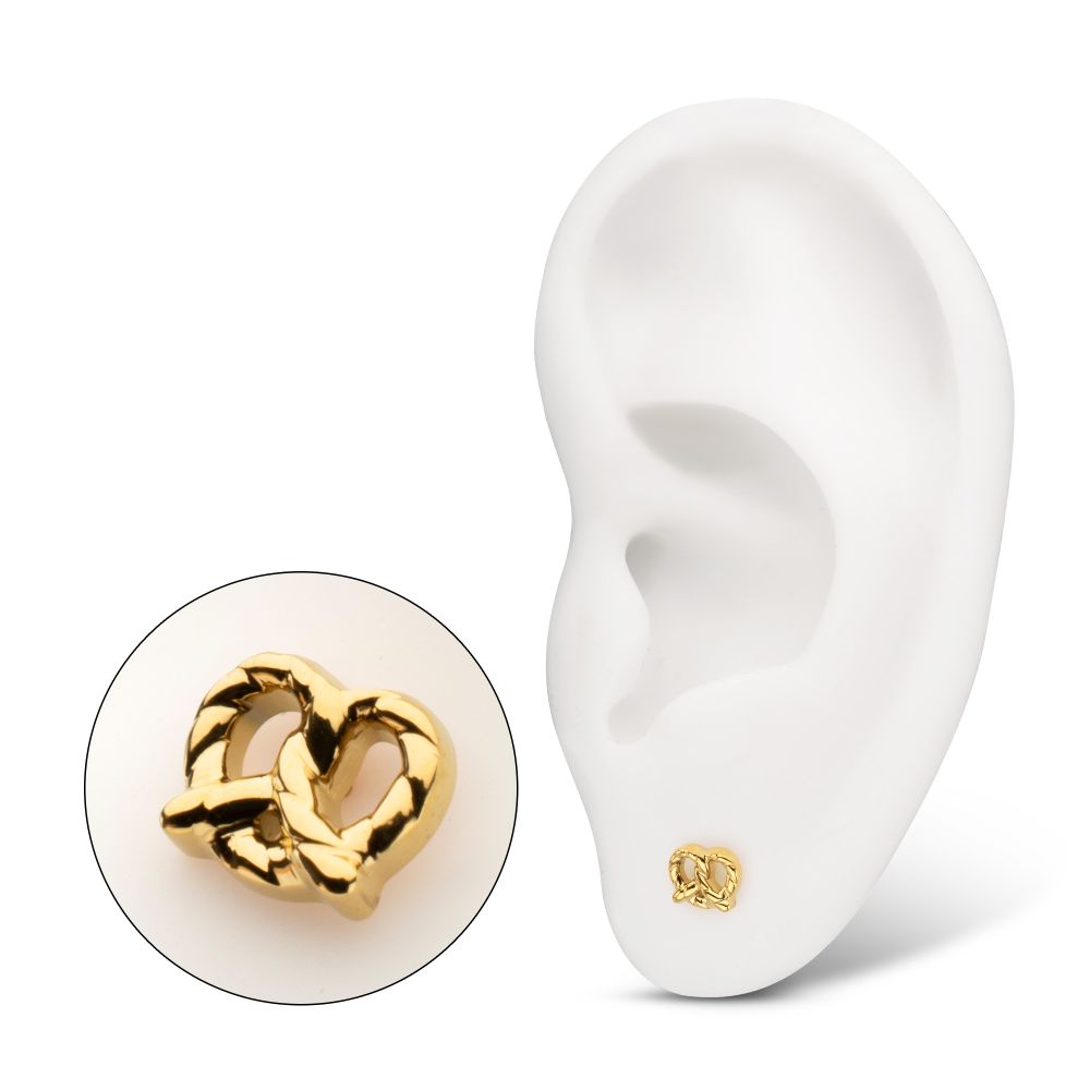 Twisted Pretzel Threadless Earring / Nosering Top – 24Kt Gold PVD Titanium