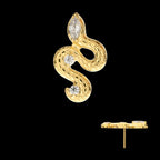 Textured Snake Gem Threadless Earring / Nosering – 24Kt Gold PVD Titanium