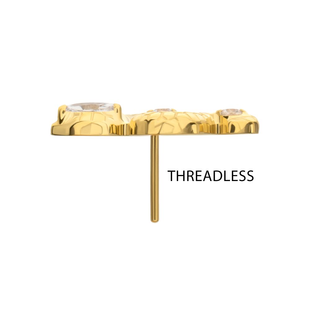 Textured Snake Gem Threadless Earring / Nosering – 24Kt Gold PVD Titanium