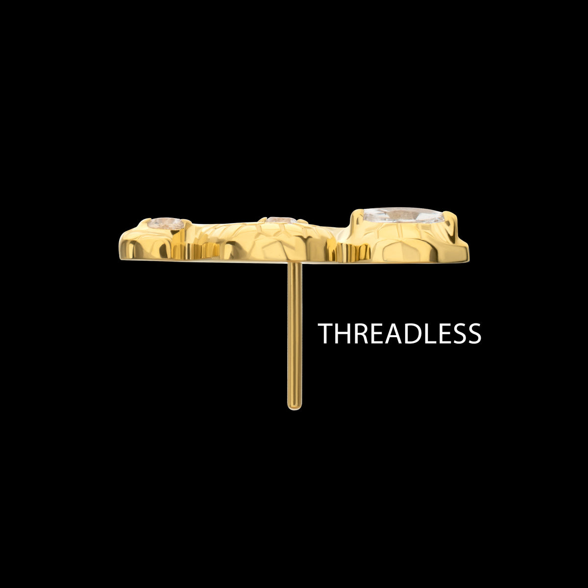 Textured Snake Gem Threadless Earring / Nosering – 24Kt Gold PVD Titanium