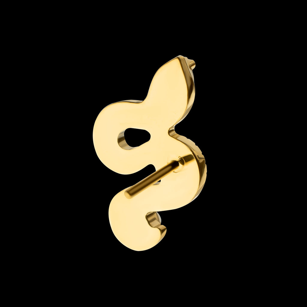 Textured Snake Gem Threadless Earring / Nosering – 24Kt Gold PVD Titanium