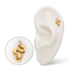Textured Snake Gem Threadless Earring / Nosering – 24Kt Gold PVD Titanium