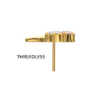 Prong-Set Multi-Gem Ice Cream with Cone Threadless Earring / Nosering – 24Kt Gold PVD Titanium