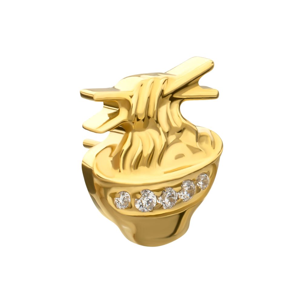 Pave Gem Ramen Threadless Earring / Nosering – 24Kt Gold PVD Titanium