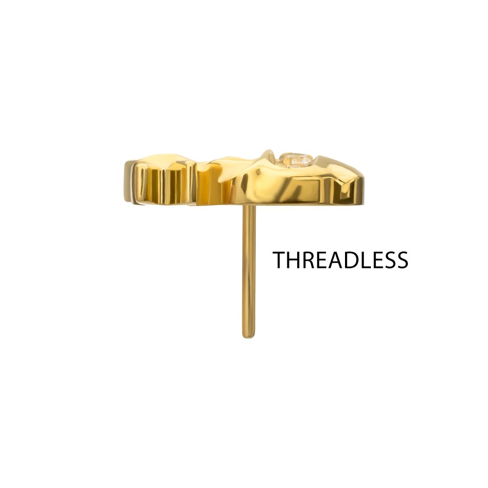 Pave Gem Ramen Threadless Earring / Nosering – 24Kt Gold PVD Titanium