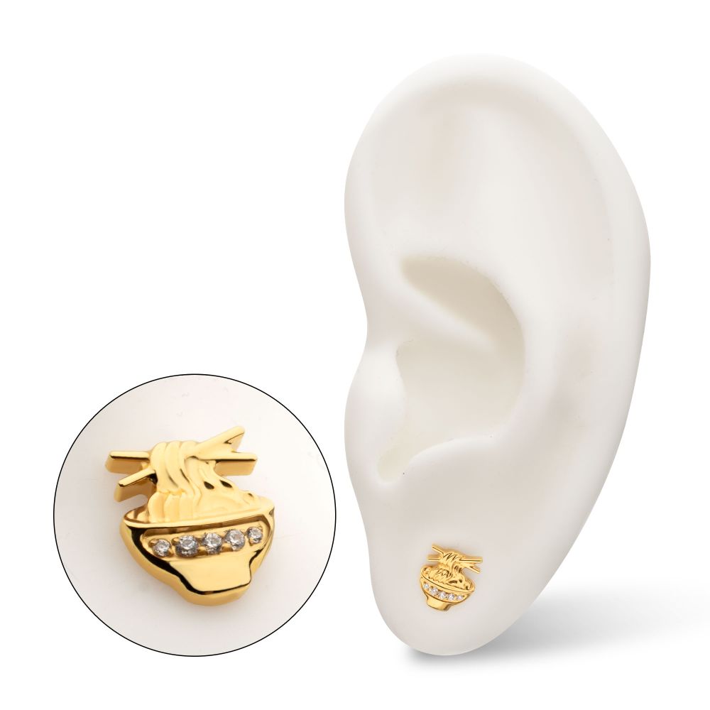 Pave Gem Ramen Threadless Earring / Nosering – 24Kt Gold PVD Titanium