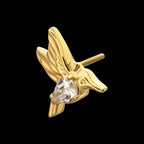 Prong-Set Teardrop Gem Hummingbird Threadless Earring / Nosering – 24Kt Gold PVD Titanium