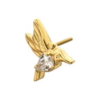 Prong-Set Teardrop Gem Hummingbird Threadless Earring / Nosering – 24Kt Gold PVD Titanium