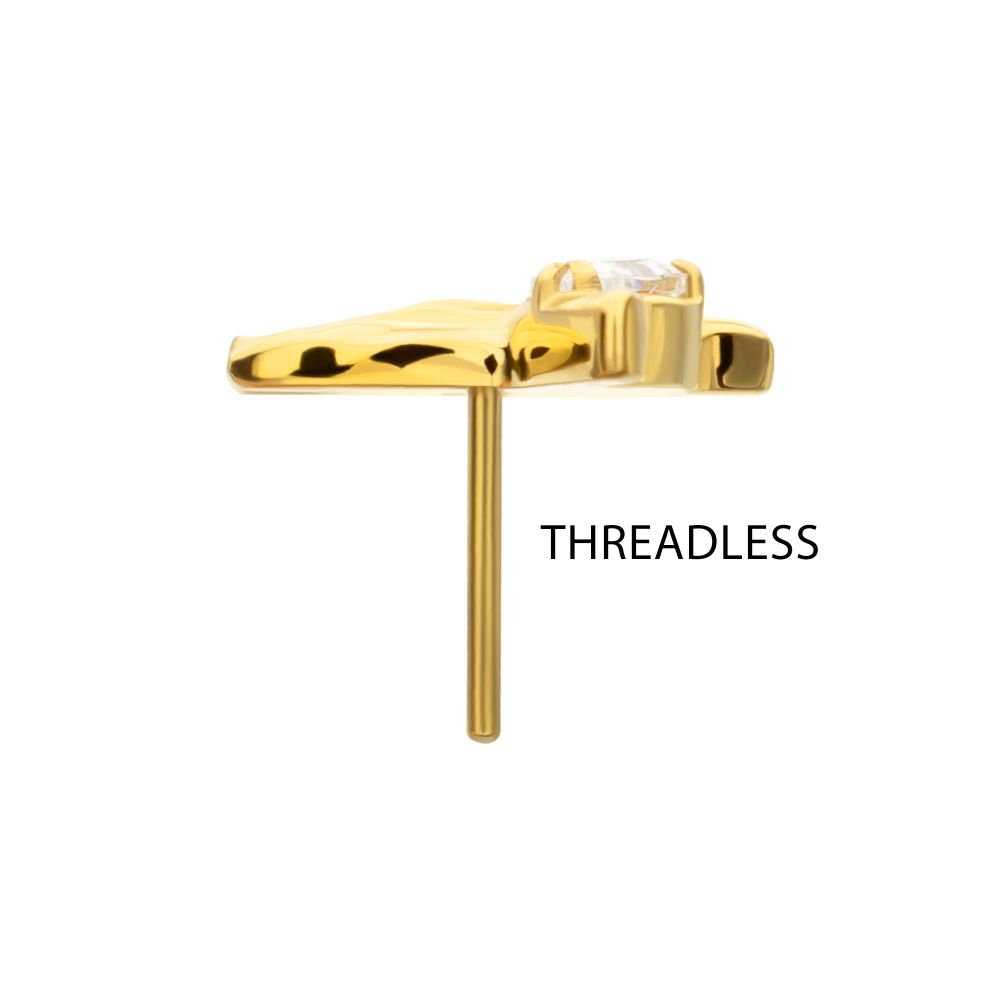 Prong-Set Teardrop Gem Hummingbird Threadless Earring / Nosering – 24Kt Gold PVD Titanium