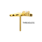 Prong-Set Teardrop Gem Hummingbird Threadless Earring / Nosering – 24Kt Gold PVD Titanium