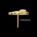 Prong-Set Teardrop Gem Hummingbird Threadless Earring / Nosering – 24Kt Gold PVD Titanium