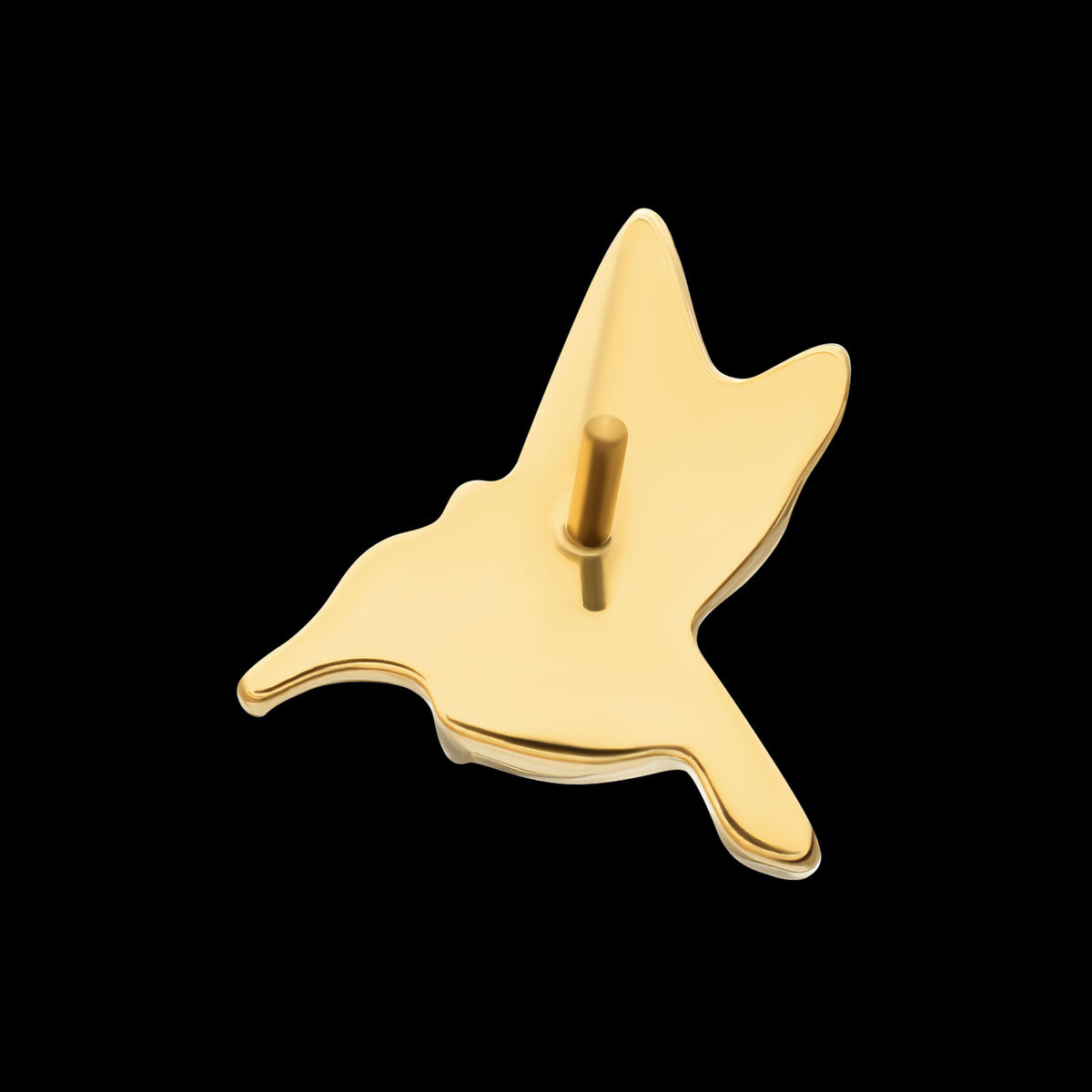 Prong-Set Teardrop Gem Hummingbird Threadless Earring / Nosering – 24Kt Gold PVD Titanium