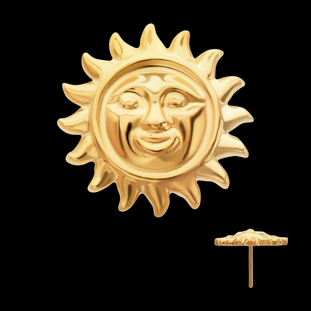 Sun Face Threadless Earring / Nosering – 24Kt Gold PVD Titanium