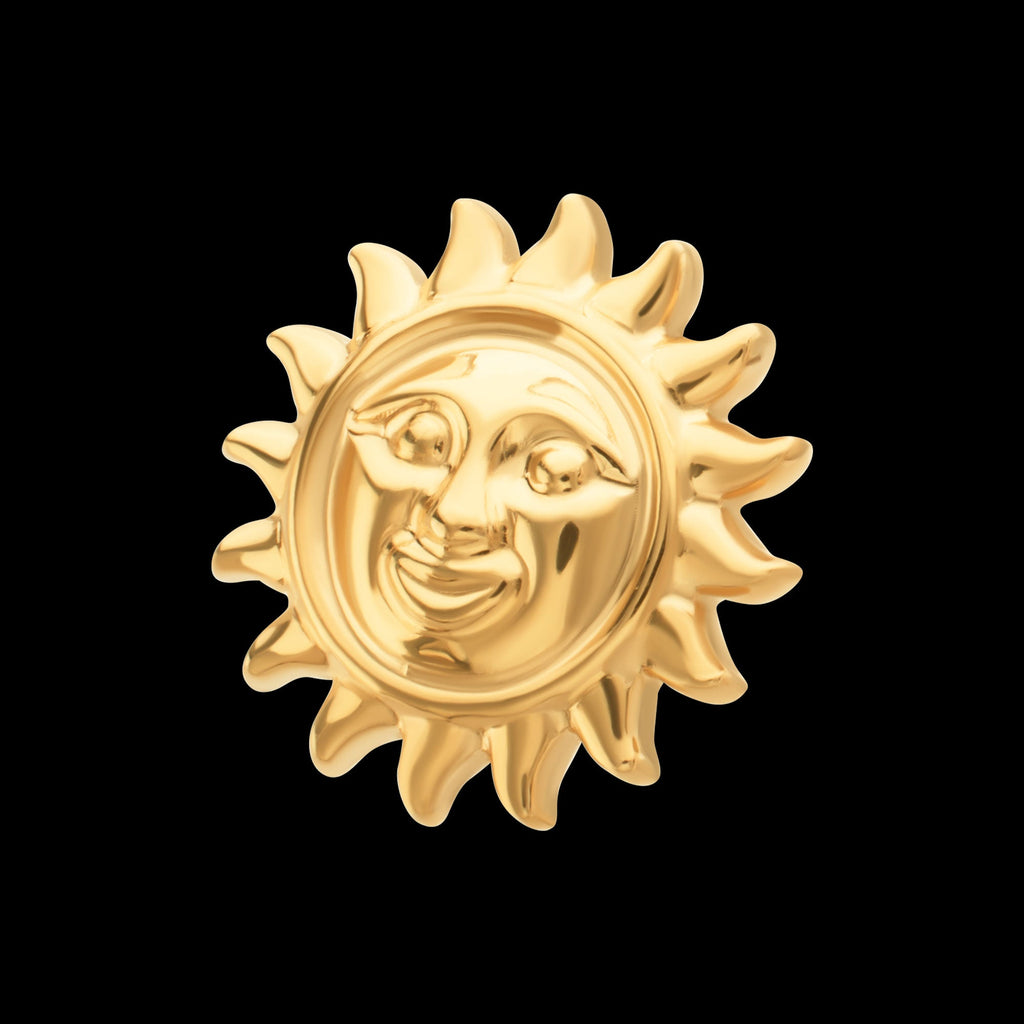 Sun Face Threadless Earring / Nosering – 24Kt Gold PVD Titanium