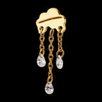 Cloud Triple Floating CZ Dangle Threadless Earring / Nosering – 24Kt Gold PVD Titanium