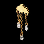 Cloud Triple Floating CZ Dangle Threadless Earring / Nosering – 24Kt Gold PVD Titanium