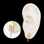 Cloud Triple Floating CZ Dangle Threadless Earring / Nosering – 24Kt Gold PVD Titanium