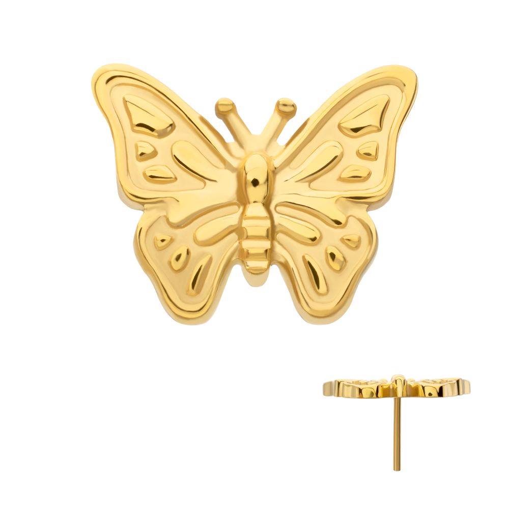 Butterfly Threadless Earring / Nosering – 24Kt Gold PVD Titanium