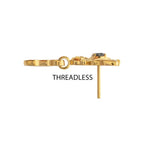 Prong-Set Black Gem Bee with Honeycomb Dangle Threadless Earring / Nosering – 24Kt Gold PVD Titanium